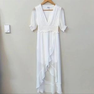 Express white flowy high low dress XS